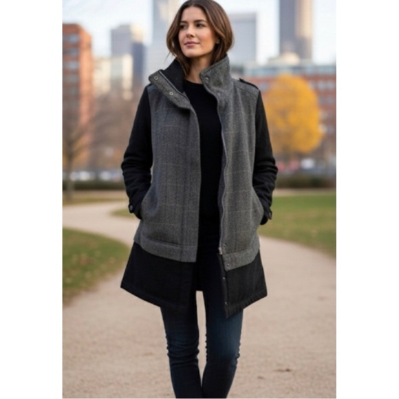 Prana Jackets & Blazers - Prana NWT Caprice Convertible Wool Blend High Collar Jacket Herringbone Medium